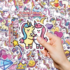 50 x Papieraufkleber mit Cartoon-Einhorn.&nbsp;STIC-C012-03