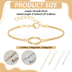 2 Beutel 2 Farben Messing Schlangenkettenarmbänder für Frauen&nbsp;BJEW-GO0001-09