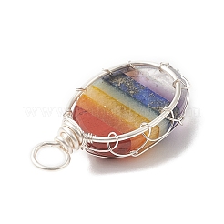 Chakra-Anhänger mit natürlichen gemischten Edelsteinen und Kupferdraht umwickelt&nbsp;PALLOY-JF02045-02