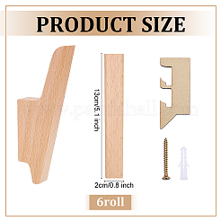 6 Stück hölzerne Wandgarderobe&nbsp;AJEW-WH0410-324
