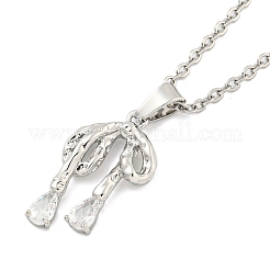 Collana in ottone con micro pavé di zirconi trasparenti&nbsp;NJEW-B100-04P
