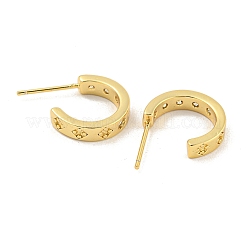 Aretes de circonita cúbica transparente con micropavé de latón en forma de C con revestimiento en estante&nbsp;EJEW-B061-01G