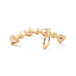 Orecchino polsino in zirconia cubica cuore rosa per il piercing&nbsp;EJEW-C002-13G-RS