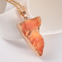 Drusy naturale collane ciondolo agata triangolo&nbsp;NJEW-JN01521