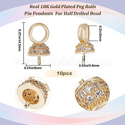 10 Stück Messing Micro Pave Zirkonia Cup Perle Peg Bails Pin Anhänger&nbsp;KK-BBC0008-98