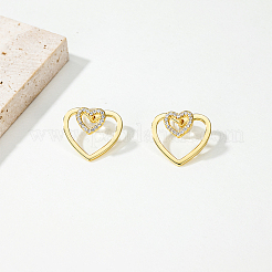 Orecchini a bottone in ottone con pavé di zirconi chiari&nbsp;DK7283