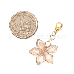 6 pendentif décoratif en verre losange galvanisé 3 couleurs&nbsp;HJEW-JM04233-01