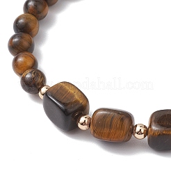 Braccialetti elasticizzati con perline rotonde e cubi di pietre preziose naturali e sintetiche miste&nbsp;BJEW-JB10807