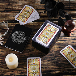 Tarotkarten-Sammelboxen aus Eisen mit Kreuz- und Sternaufdruck&nbsp;AJEW-CN0007-91B