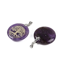 Améthyste naturelle pendentifs ronds plat&nbsp;G-Q188-01P-09