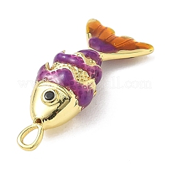 Micro pesce ottone spianare pendenti zirconi&nbsp;KK-P342-14B-G05