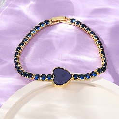 Messing-Gliederkettenarmbänder mit Mikropflaster und Zirkonia für Damen&nbsp;BJEW-K273-01G