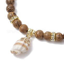 4 bracelet à breloques en perles rondes en bois pour femmes&nbsp;BJEW-JB11646