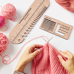 Ovale und rechteckige Stricknadellehre aus Holz und Fadenwickel-Führungsbrett&nbsp;DIY-WH0033-88