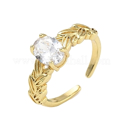 Manschettenringe aus Messing mit Pavé-Fassung und klarem Zirkonia&nbsp;RJEW-H268-01G