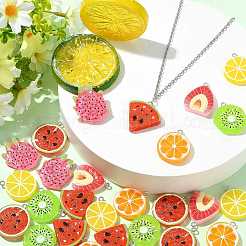 28 pz. 7 stili di pendenti in resina opaca verniciati a spruzzo con tema frutta&nbsp;RESI-FS0002-43