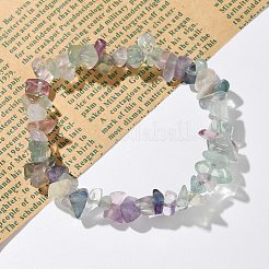Chips di braccialetti elasticizzati in fluorite naturale&nbsp;BJEW-JB01826-01