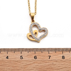 Collane a catena con ciondolo a forma di cuore in cristallo e strass in acciaio inossidabile 304 per donna&nbsp;LS-NJEW-Z056-01A-G