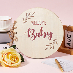 Rund mit Wort Willkommen Baby Holz Babyparty Gästebuch Alternativen für Jungen oder Mädchen&nbsp;DIY-WH20002-58A