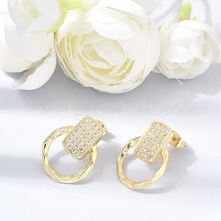 Pendientes de tuerca de circonio cúbico con micro pave de latón&nbsp;KK-CBA5B62-03B-G