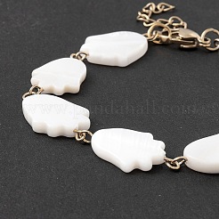 Bracelet chaîne à maillons coquillage naturel&nbsp;BJEW-C015-05G