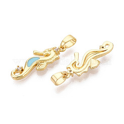 Pendentifs avec zircon cubiques à micro-pavés en laiton&nbsp;KK-C093-20G-01