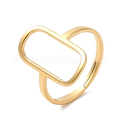 Anello regolabile rettangolare cavo in acciaio inossidabile 304 con placcatura ionica (ip) per donna&nbsp;RJEW-M149-31G