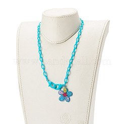 Colliers pendentifs fleurs acryliques transparents&nbsp;NJEW-JN03521-04