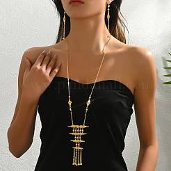 Elegante set di orecchini e collane pendenti multistrato in ottone alla moda per le donne&nbsp;PS5490
