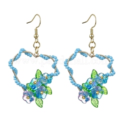 Ohrhänger aus 304 Edelstahl mit Blumen und Glasperlen&nbsp;EJEW-MZ00335-01