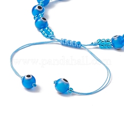 Bracelets tressés en perles de verre contre le mauvais œil pour hommes et femmes&nbsp;BJEW-MZ00160-04