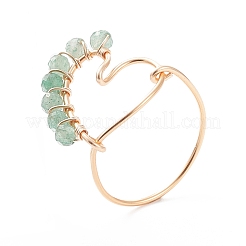 Anello da dito a cuore con perline di pietre preziose naturali&nbsp;RJEW-JR00520