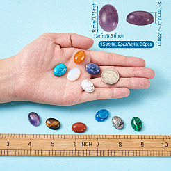 30pcs 15 cabochons de pierres précieuses naturelles et synthétiques de style&nbsp;G-KS0001-08