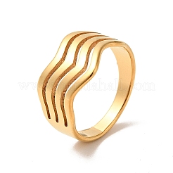 Placcatura ionica (ip) 201 anello in acciaio inossidabile ondulato spesso per le donne&nbsp;RJEW-G266-08G