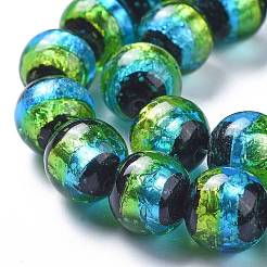 Perline murano con foglia argento fatto a mano&nbsp;X-FOIL-K001-02B-12mm