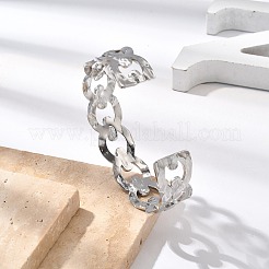 Hohle Manschettenarmreifen aus 304 Edelstahl für Damen&nbsp;BJEW-B108-05G
