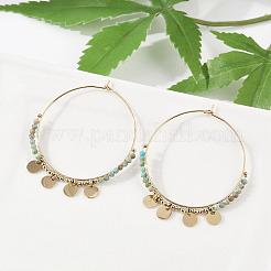 Pendientes de araña de turquesa natural de acero inoxidable 304&nbsp;EJEW-Z089-36G-01