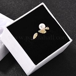 Runde Fingerringe aus Naturperlen&nbsp;RJEW-P113-24G