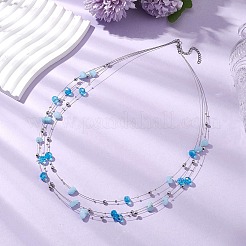 Natürliche weiße Jade 3-lagige Halsketten&nbsp;NJEW-JN05051