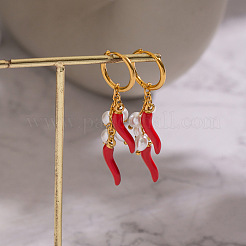 Orecchini a cerchio in acciaio inossidabile 304 con peperoncino&nbsp;CA2764