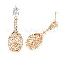 Micropave de latón claro fornituras de aretes de circonio cúbico cúbica&nbsp;KK-S364-057