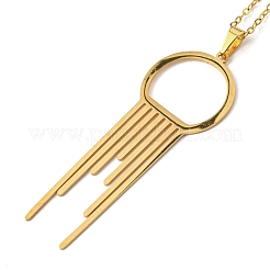 Collana con ciondolo ad anello in acciaio inossidabile 201 con catene a cavo&nbsp;NJEW-Q317-34G