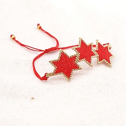 Freundschaft Stern Loom Muster Saatperlen Armbänder für Frauen&nbsp;BJEW-A121-39B