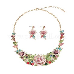 Halsketten-Sets mit Blumenanhänger aus Legierung mit Strassen und Ohrsteckern&nbsp;FS-WGF8947-03