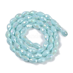 Brins de perles de verre galvanisées de couleur unie opaque&nbsp;LS-EGLA-N013-P8mm-B11