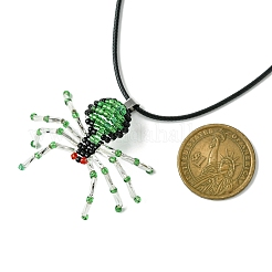 Colliers à pendentif araignée en perles de rocaille en verre tressé&nbsp;NJEW-MZ00036-03