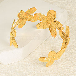 Brazaletes de acero inoxidable 304 con diseño de flores de estilo europeo y americano para mujer&nbsp;RD8842-2