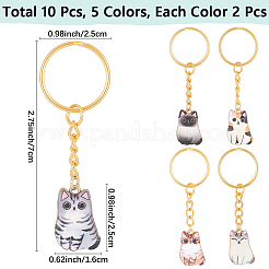 10 porte-clés en alliage émaillé en forme de chat&nbsp;KEYC-CP00002