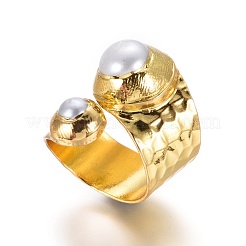 Verstellbare Fingerringe mit Perlenmanschette&nbsp;RJEW-K229-H01