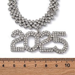 Messing voll Kristall Strass 2025 Anhänger Halsketten für Frauen&nbsp;LS-NJEW-Q005-01P